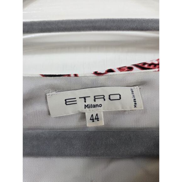 Etro Milano Viscose Jersey Paisley Asymmetrical Ruched Sheath Midi Dress Size 44 - Picture 3 of 13